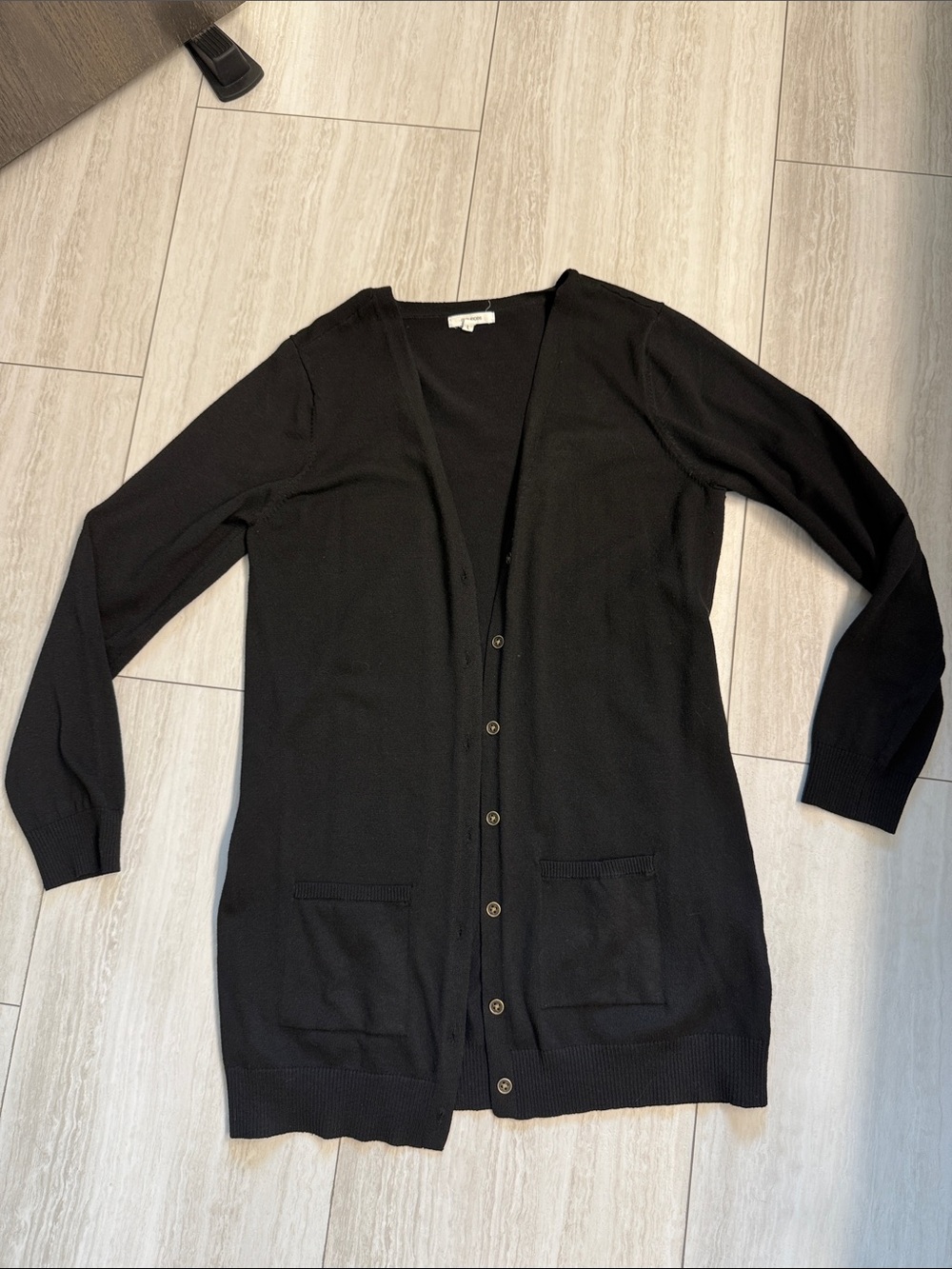 Classic Black Maurice’s Longline Button-Front Cardigan Sweater